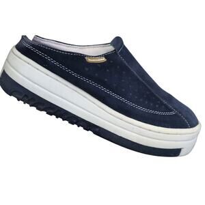 Vintage Y2K Skechers Sport Blue Suede Leather Mule Sneaker Platform Chunky Lug 9
